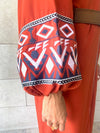 Rust Marrakech Embroidered Dress