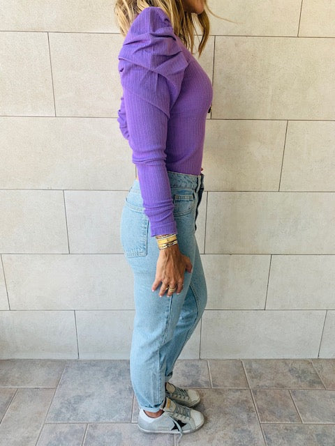 Lilac Ribbed Feather Knit