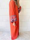 Rust Marrakech Embroidered Dress