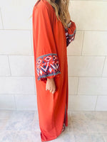 Rust Marrakech Embroidered Dress