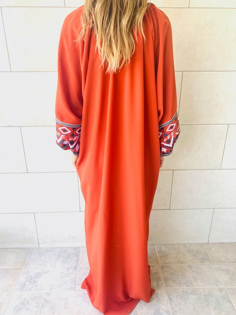 Rust Marrakech Embroidered Dress