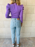 Lilac Ribbed Feather Knit