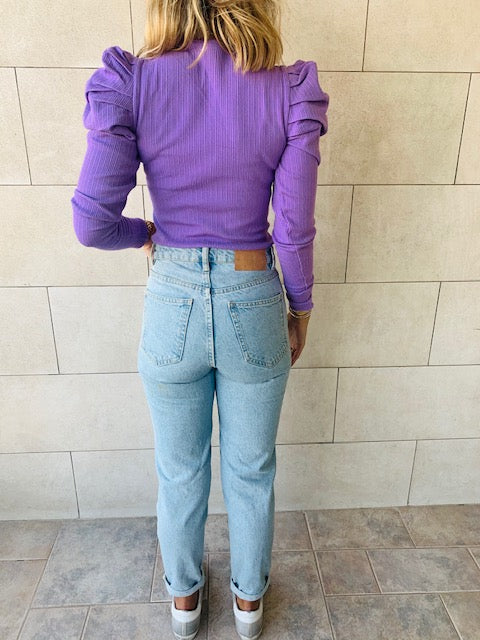 Lilac Ribbed Feather Knit