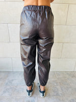 Brown Leather Jogger