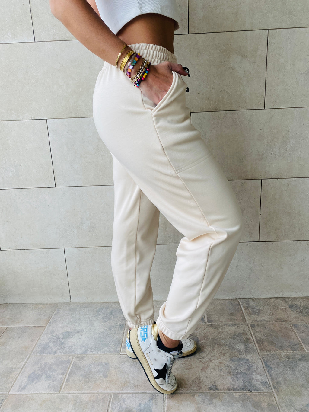 Beige Essential Sweat Pants