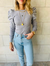 Grey Ribbed Feather Knit