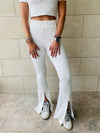 White Split Hem Flare Pants