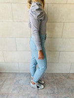 Grey Ribbed Feather Knit