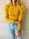 Mustard Ribbed Feather Knit