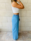 White & Blue Crew Neck Crop Set