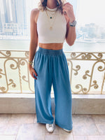 White & Blue Crew Neck Crop Set