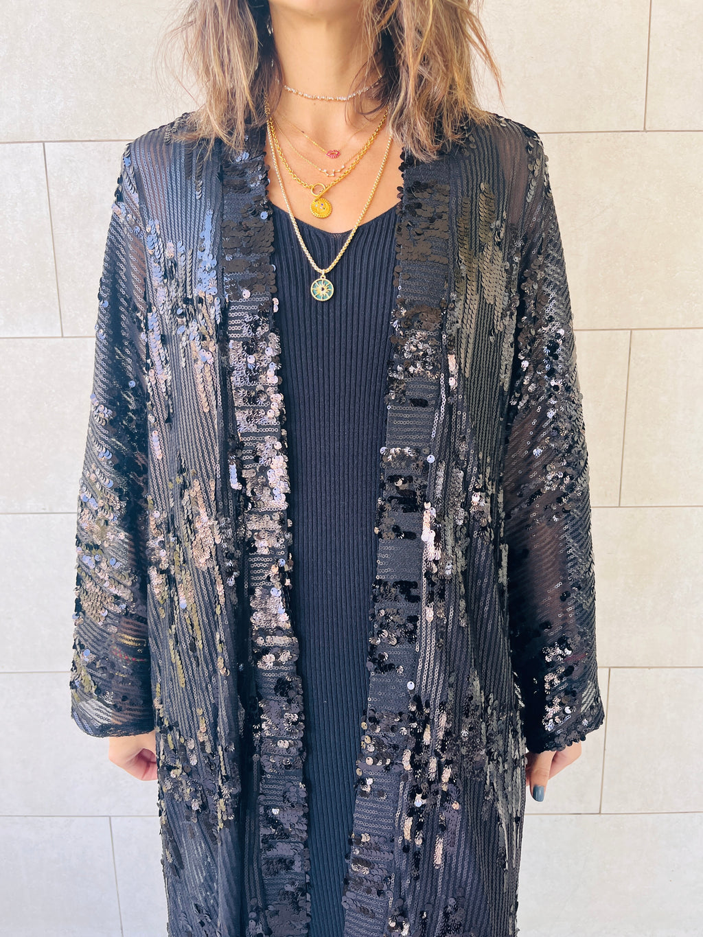 Time to Shine Sequin Kimono