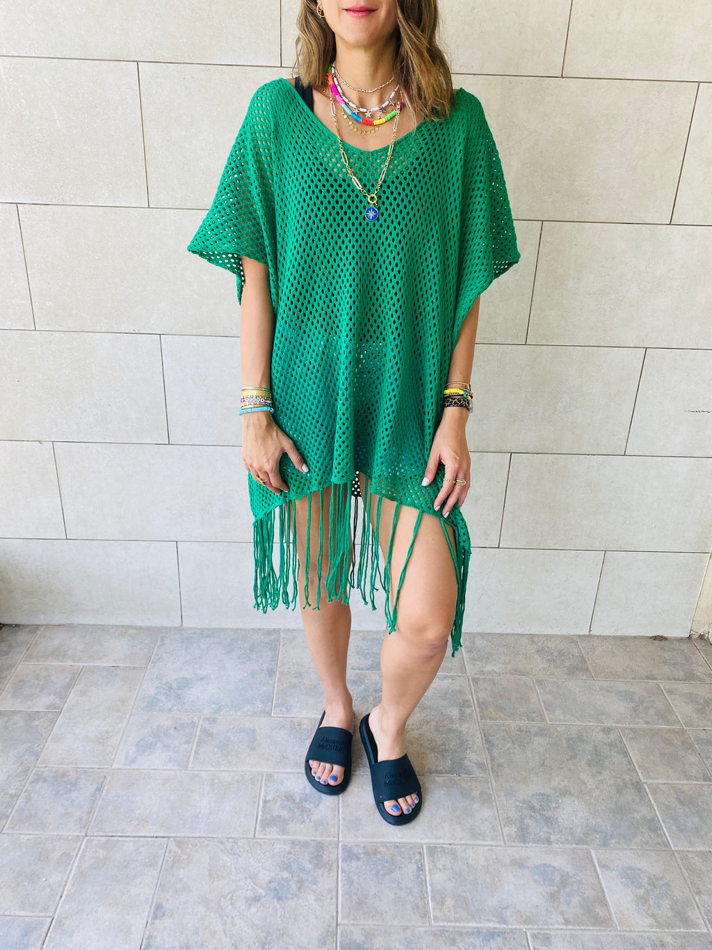 Green Fringe Coverup