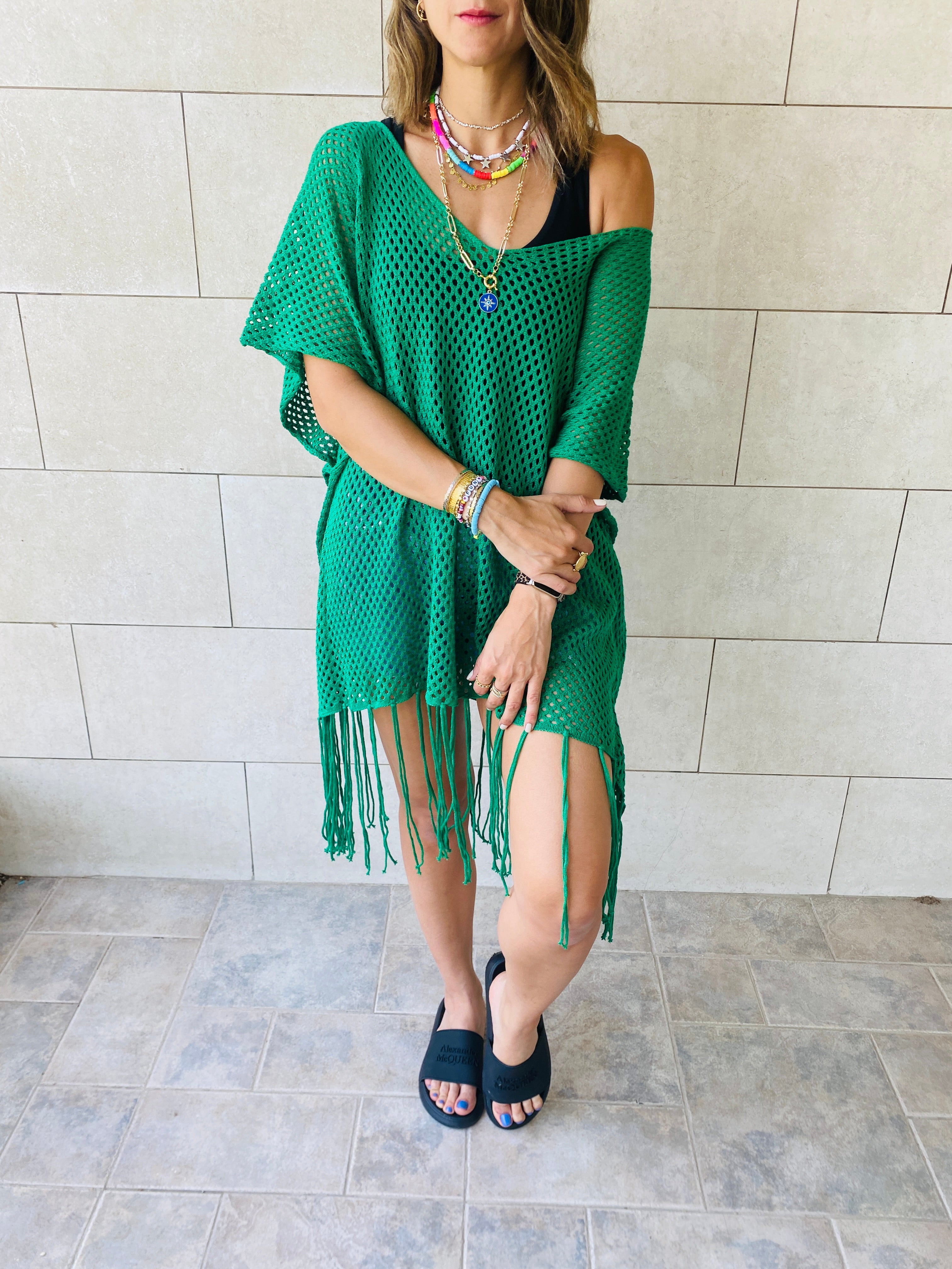 Green Fringe Coverup