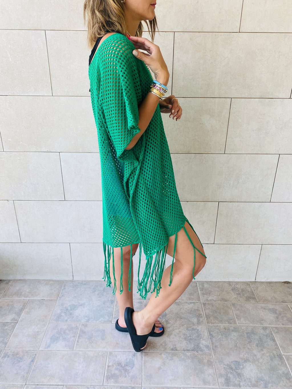 Green Fringe Coverup