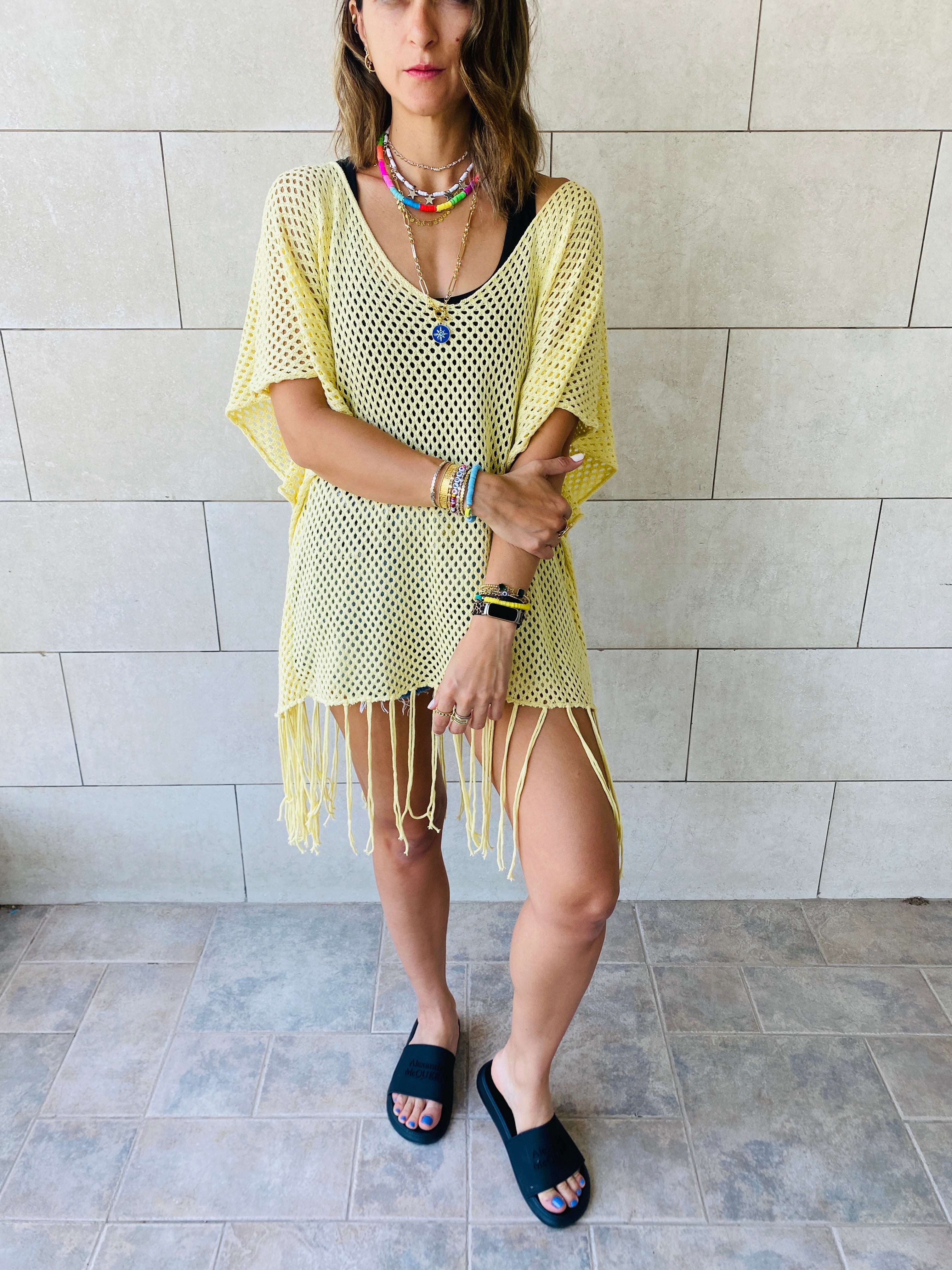 Yellow Fringe Coverup