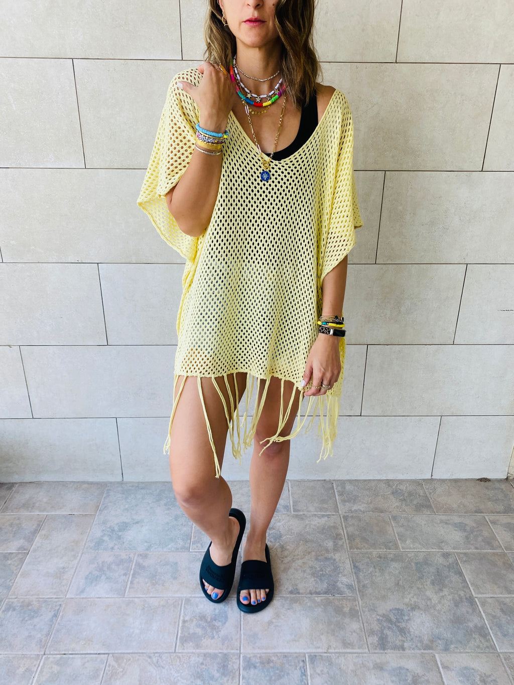 Yellow Fringe Coverup