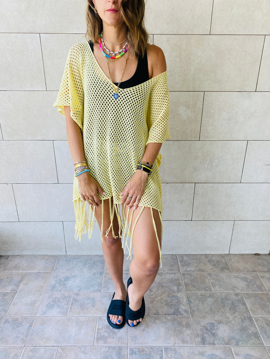 Yellow Fringe Coverup