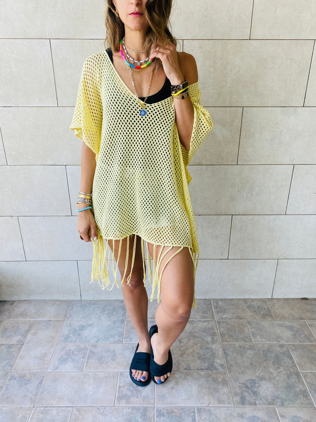 Yellow Fringe Coverup