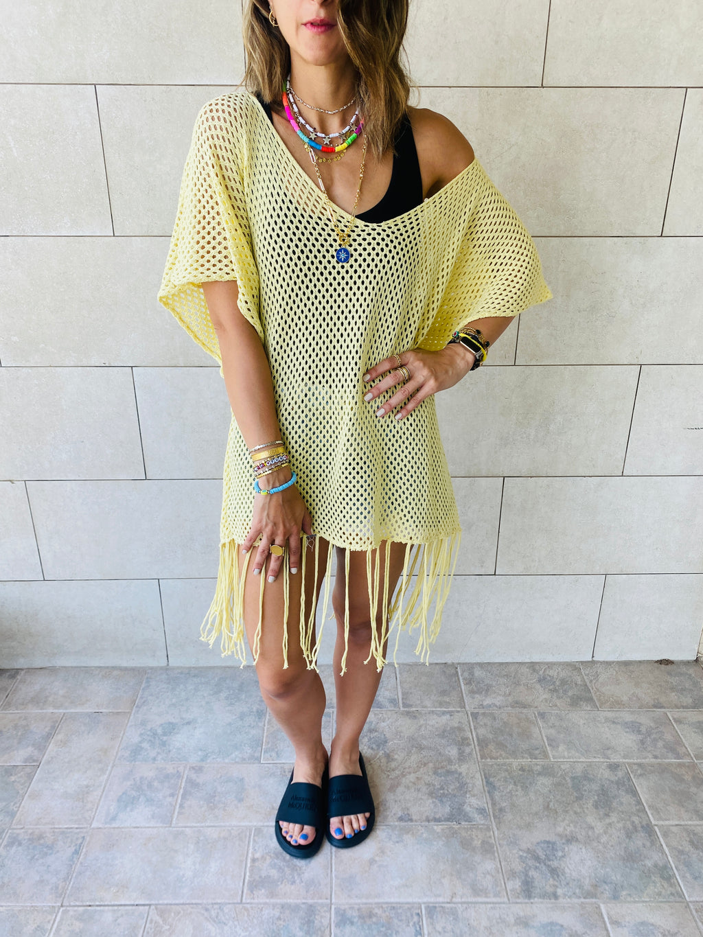 Yellow Fringe Coverup