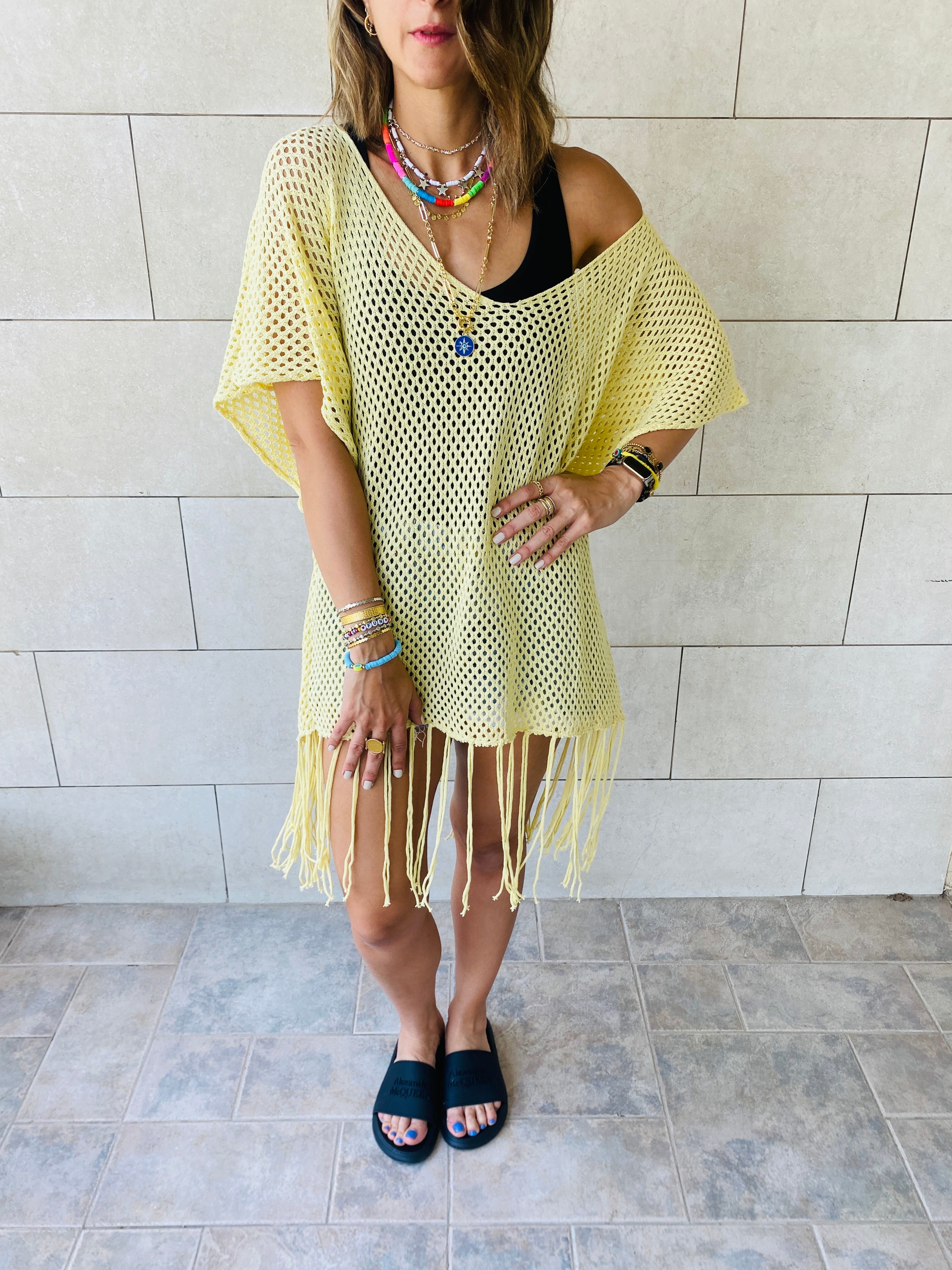 Yellow Fringe Coverup