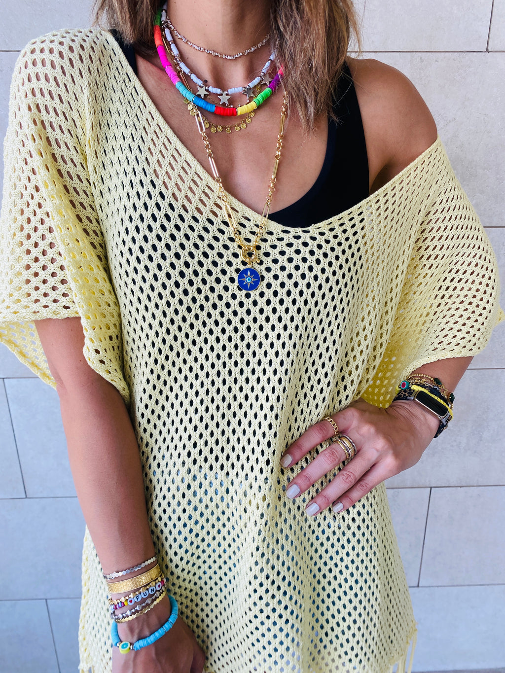 Yellow Fringe Coverup