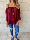 Burgundy Cold Shoulder Top