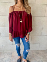 Burgundy Cold Shoulder Top