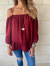 Burgundy Cold Shoulder Top