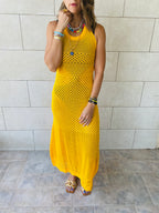 Yellow Midi Tie Back Dress