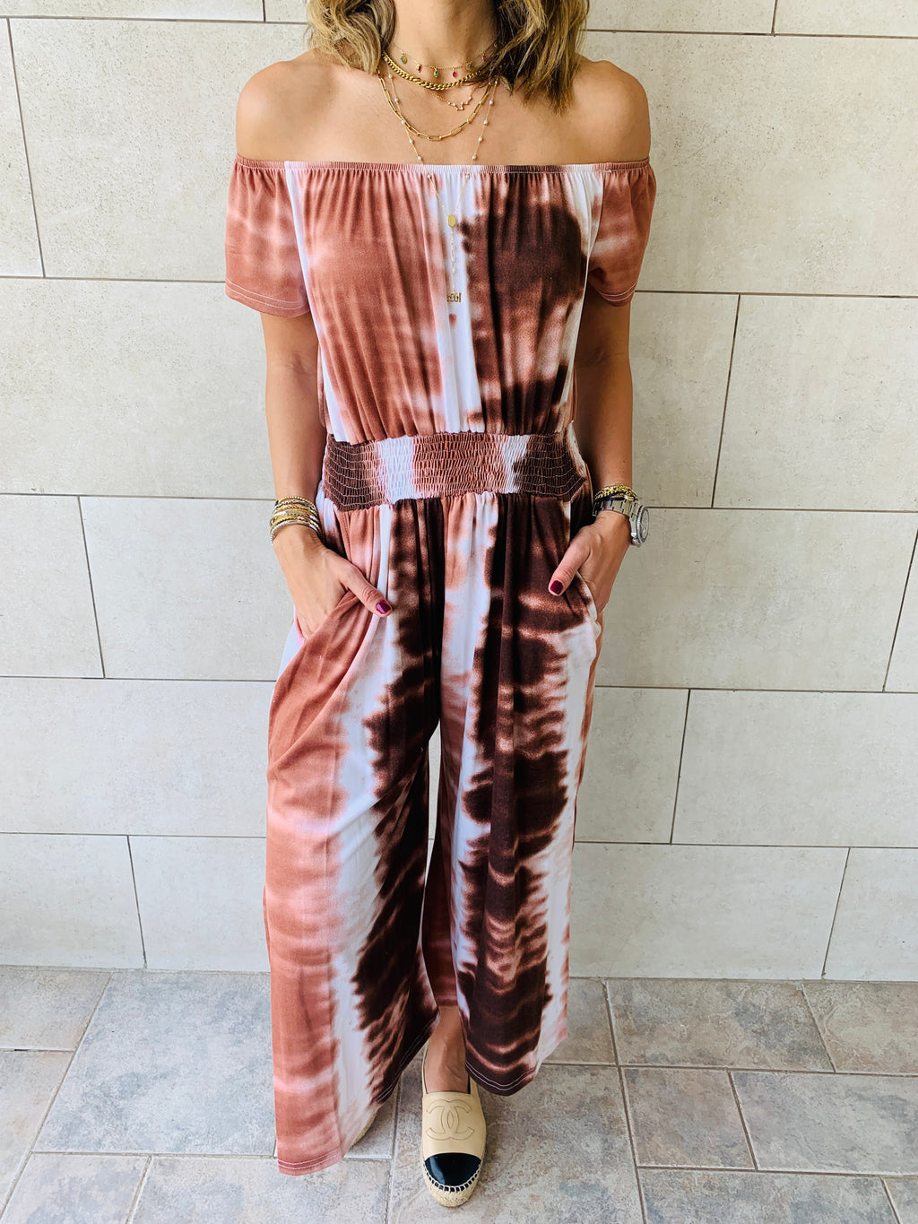 Earth Tones Tie Dye Jumpsuit