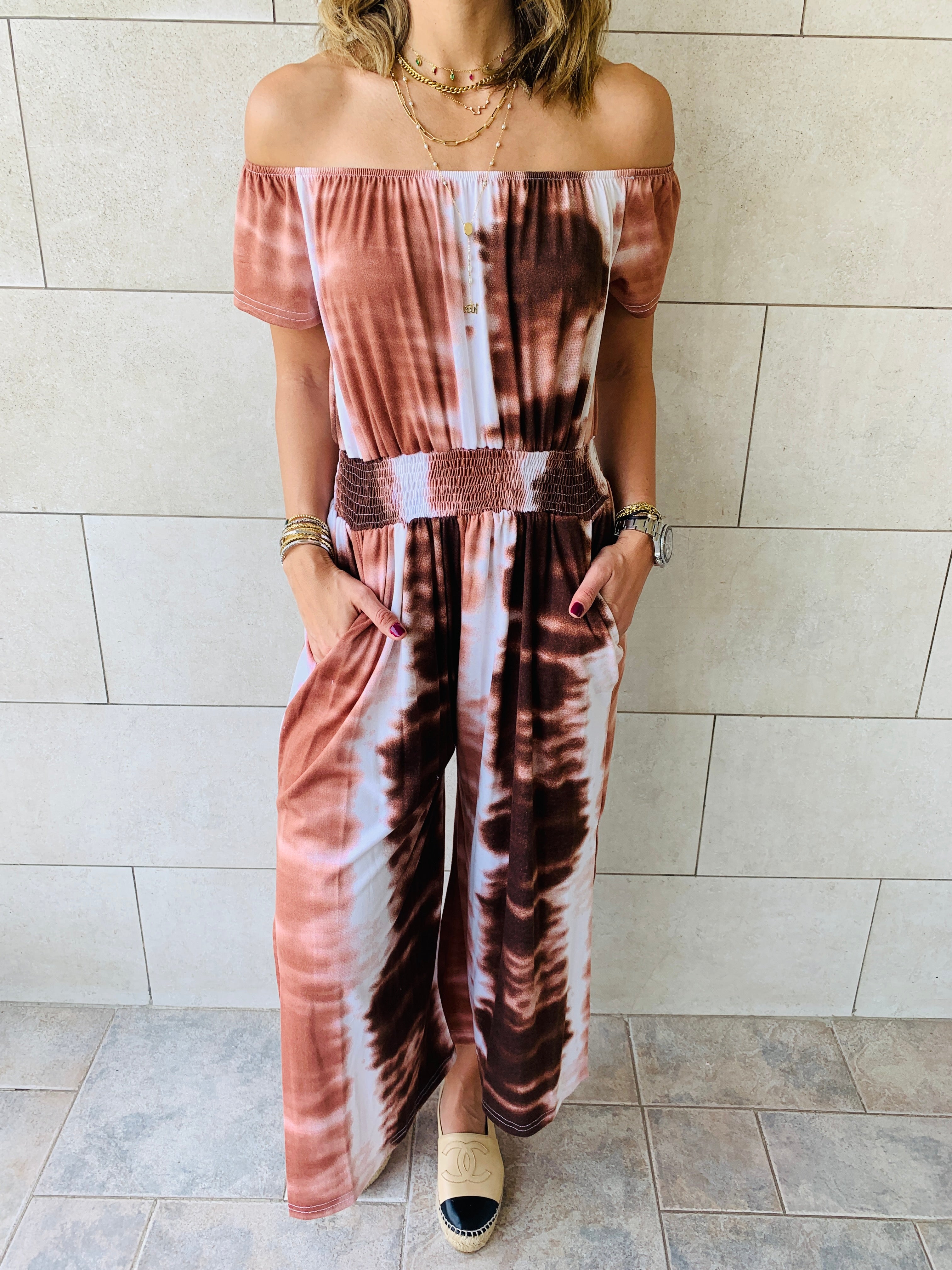 Earth Tones Tie Dye Jumpsuit