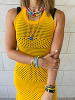 Yellow Midi Tie Back Dress