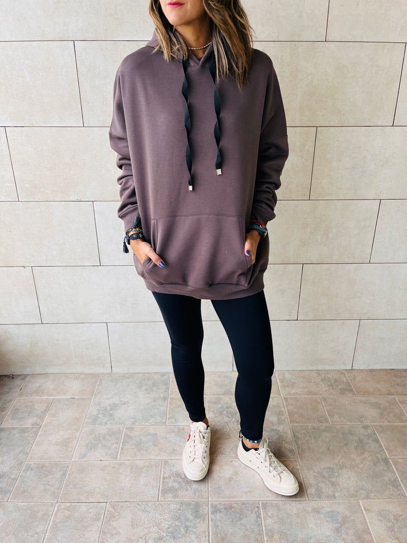 Taupe Frillu Oversized Hoodie