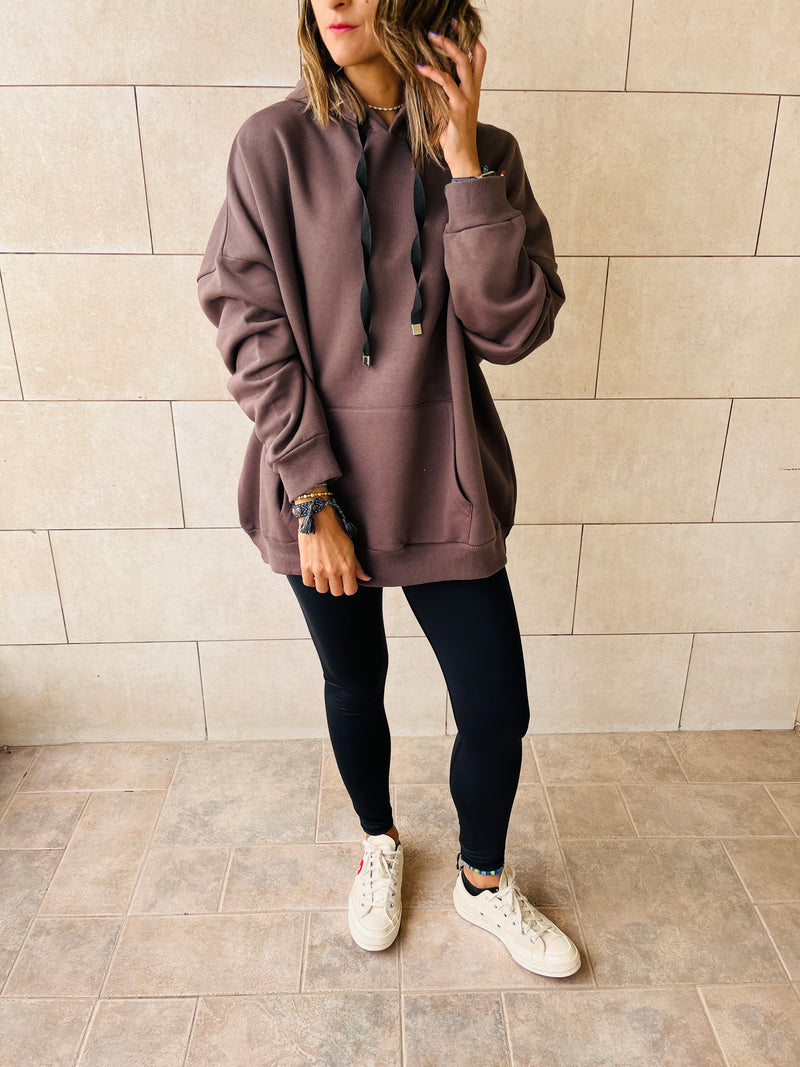 Taupe Frillu Oversized Hoodie