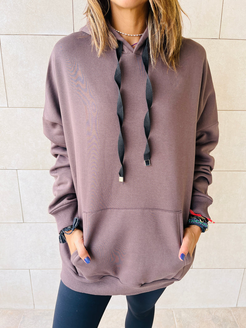 Taupe Frillu Oversized Hoodie