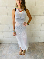 White Midi Tie Back Dress