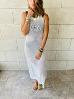 White Midi Tie Back Dress