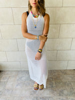 White Midi Tie Back Dress