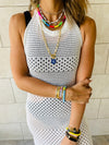 White Midi Tie Back Dress