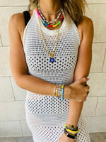 White Midi Tie Back Dress