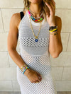 White Midi Tie Back Dress