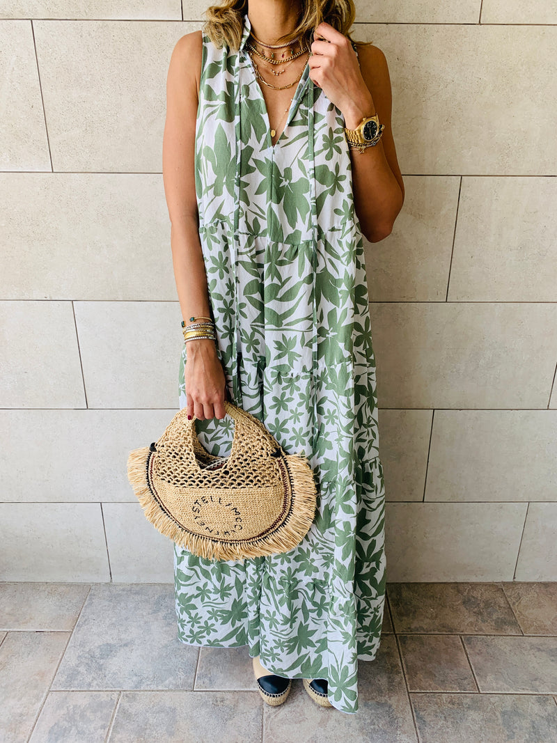 Olive Floral Summer Dress