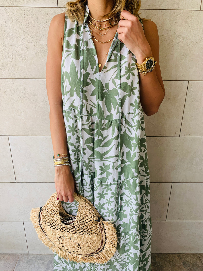 Olive Floral Summer Dress