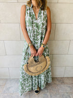 Olive Floral Summer Dress