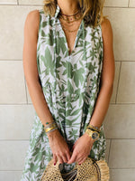 Olive Floral Summer Dress