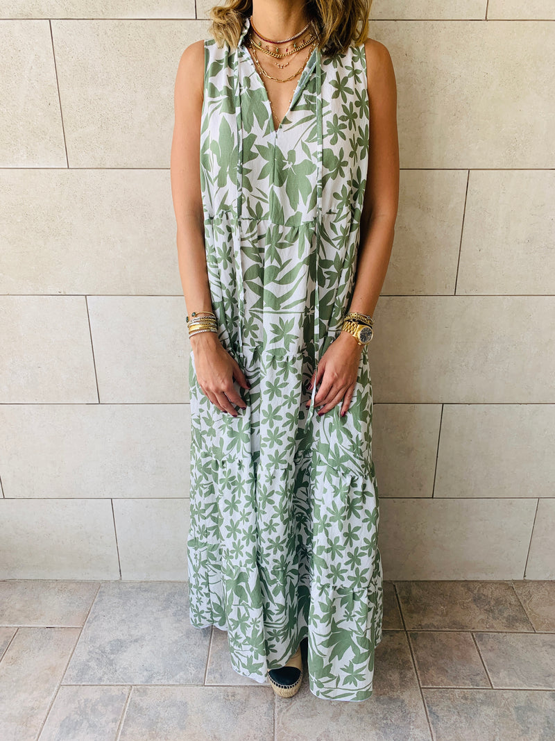 Olive Floral Summer Dress