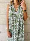 Olive Floral Summer Dress