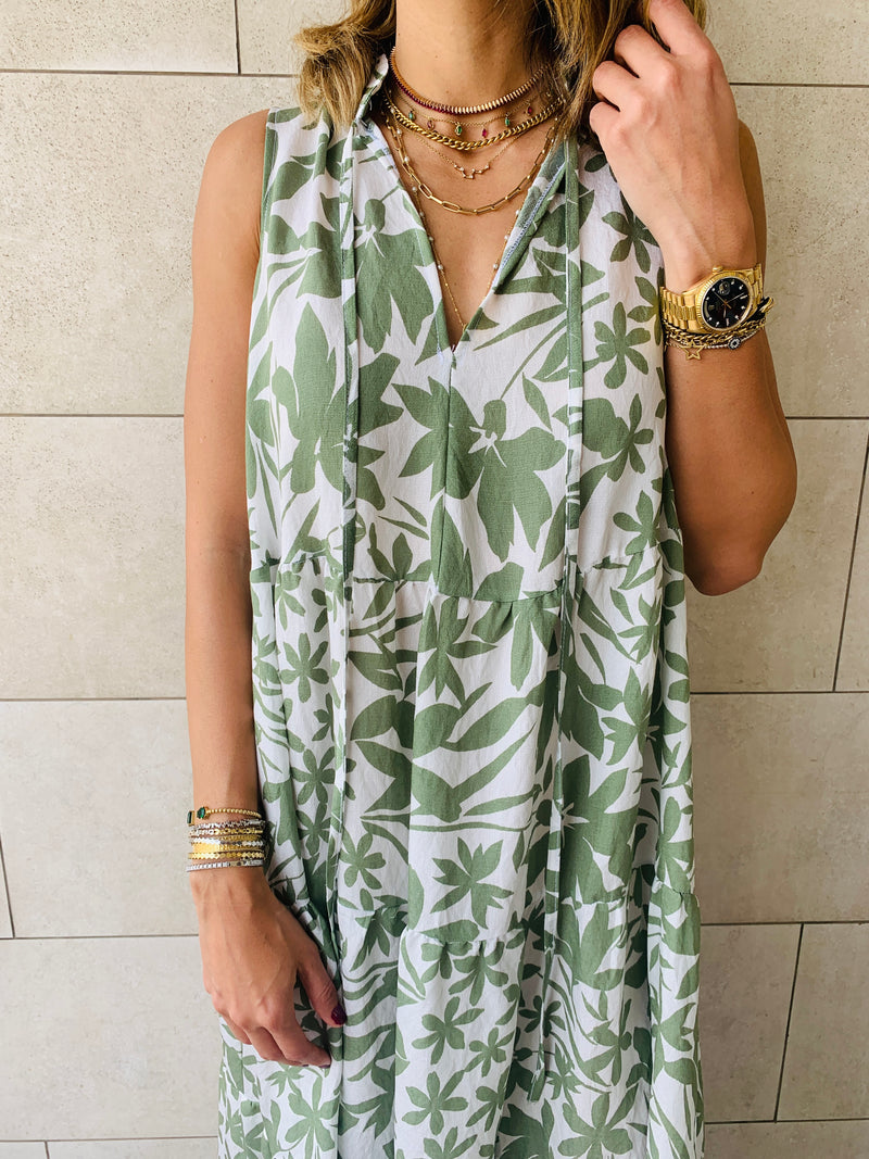 Olive Floral Summer Dress