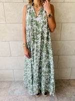 Olive Floral Summer Dress